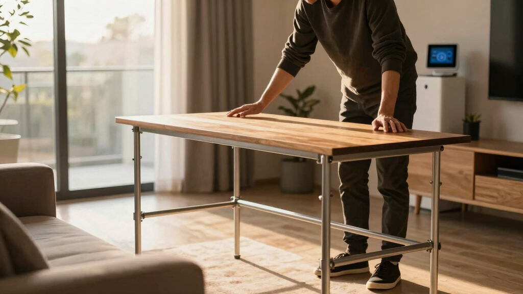 Dezeen Showroom New Releases newsletter includes scaffolding-like table