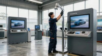 industrial kinetic displays shape hybrid exhibition and automotive service space in tbilisi