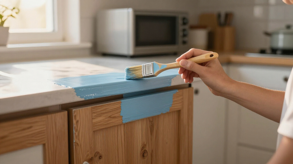 “Outdated” Oak Cabinets Got A Serene Blue Makeover For Under $2,000
