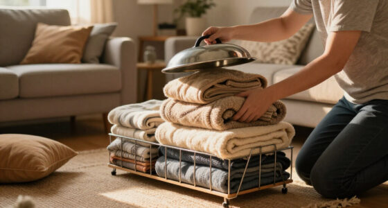 I Used A Pot Lid Organizer To Store My Blankets, And It’s Brilliant