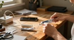 Clever Upcycler Uses Empty Toothpaste Tube To Keep Cords Tangle-Free